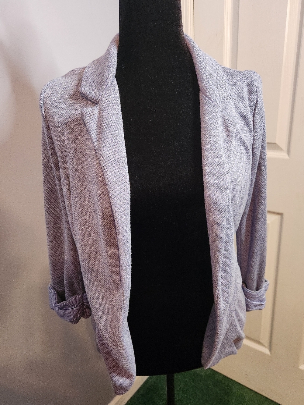 Skies Are Blue Heathered Blue Knit Blazer Size Medium